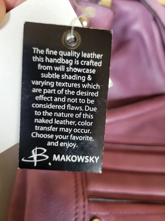 B. Makowsky Purple Naked Leather Shoulder Bag - Picture 10 of 15